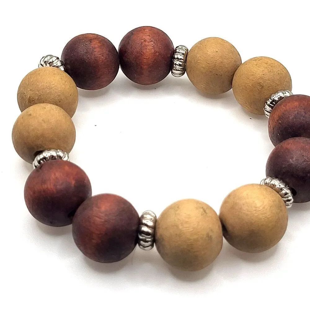 Estate 70s Chunky Bohemian Beaded Bracelet 7in